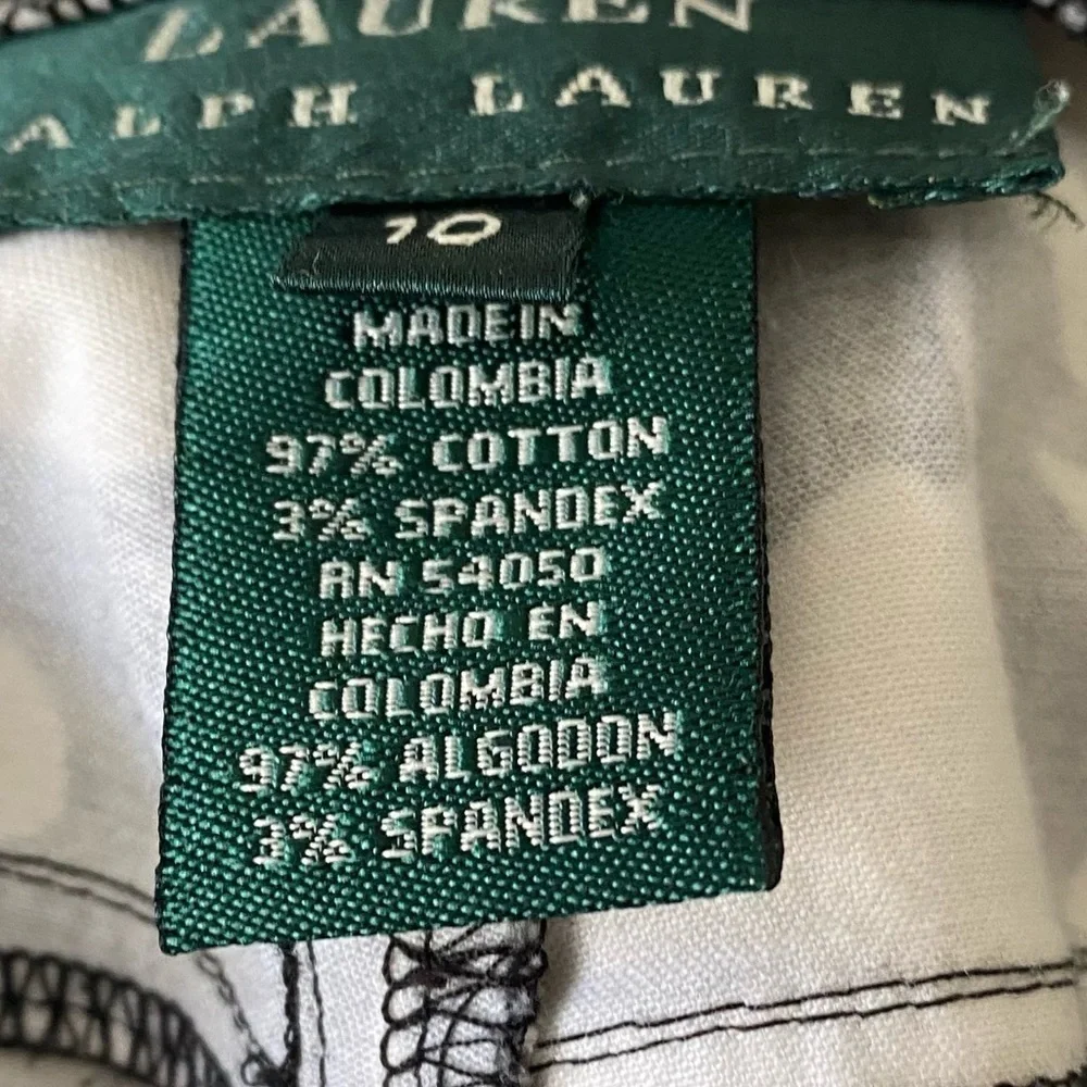 LAUREN Ralph Lauren black white orchid print capri pant size 10​​​ - Picture 3 of 7